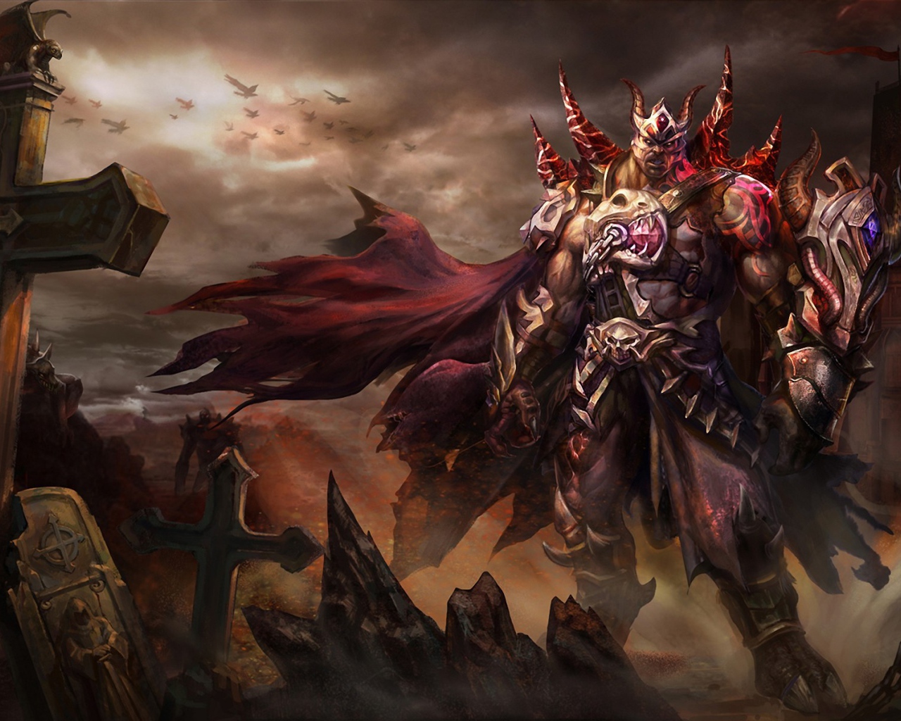 Великан демон на кладбище