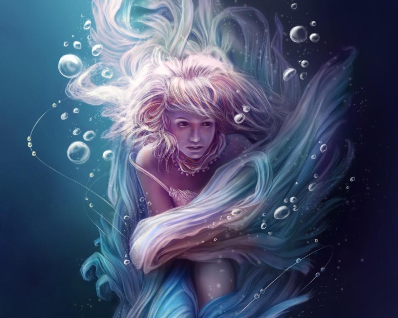 Русалка под водой