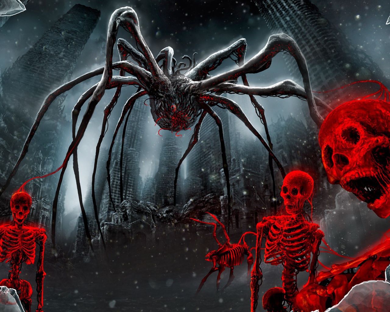 Паук и красные скелеты