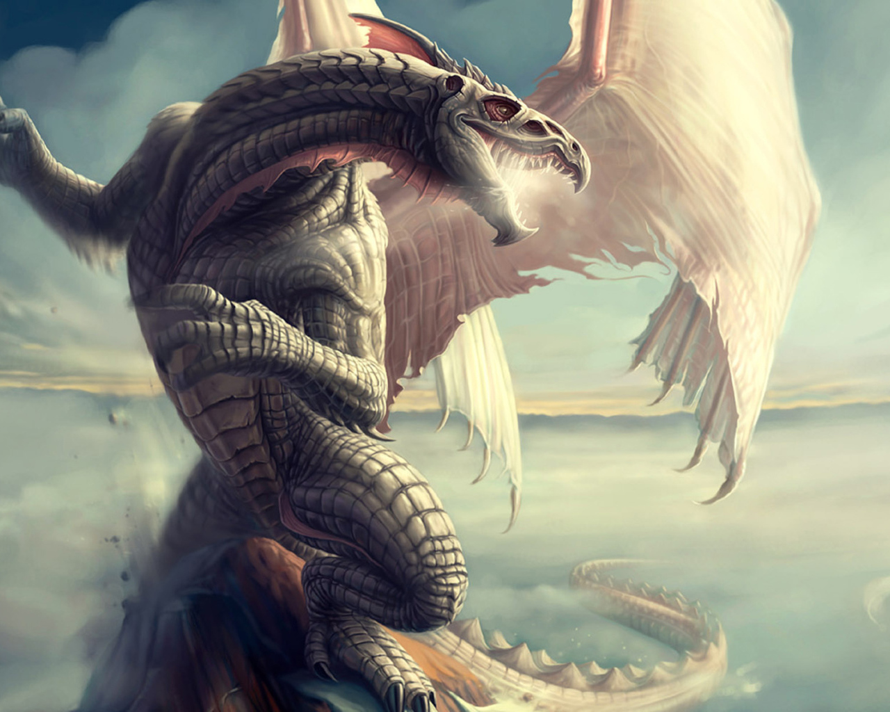 Дракон с белыми крыльями