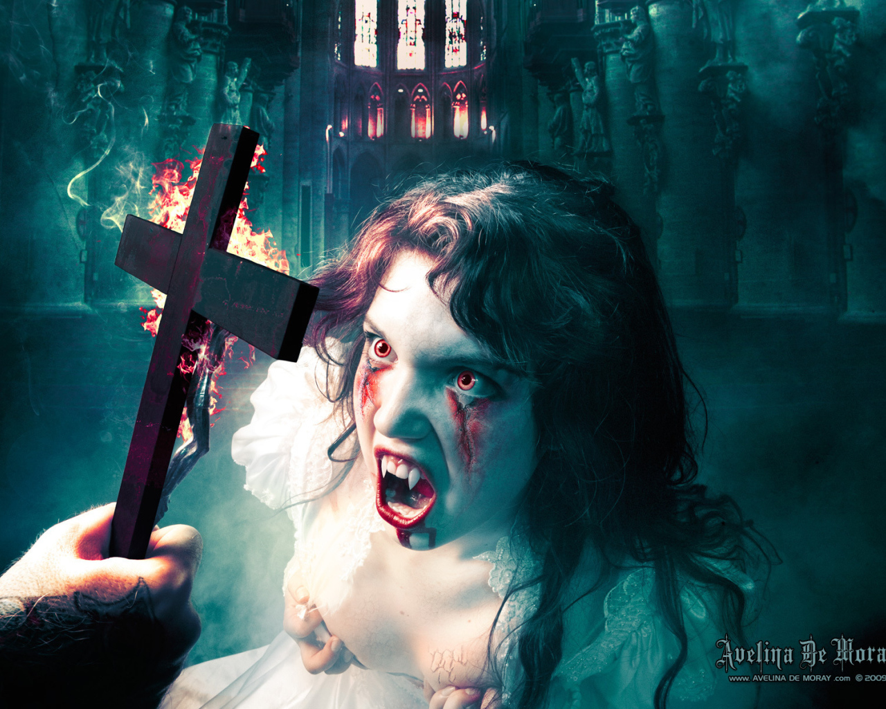 Борьба с девушкой вампиром