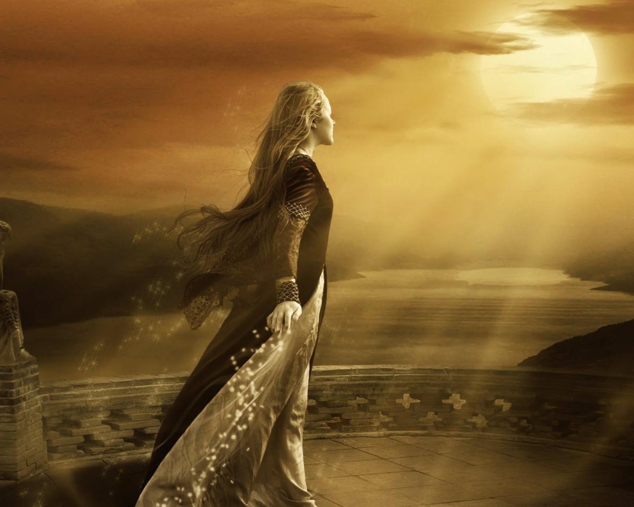 Девушка в лучах солнца