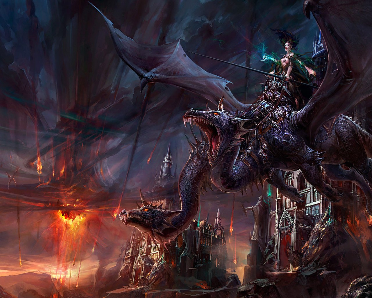 Девушка на двухголовом драконе