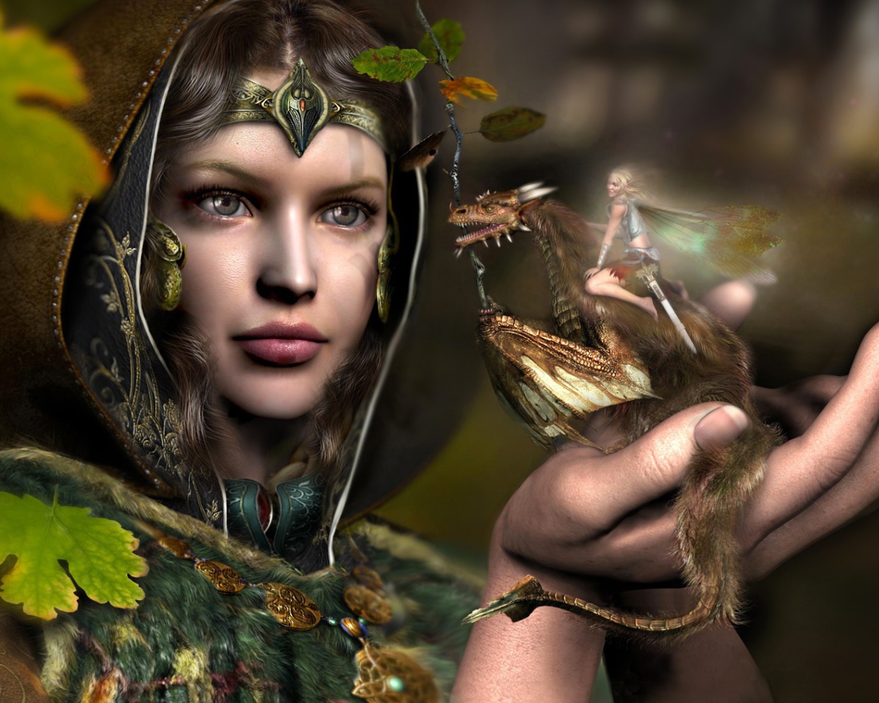 Девушка с драконом на ладони