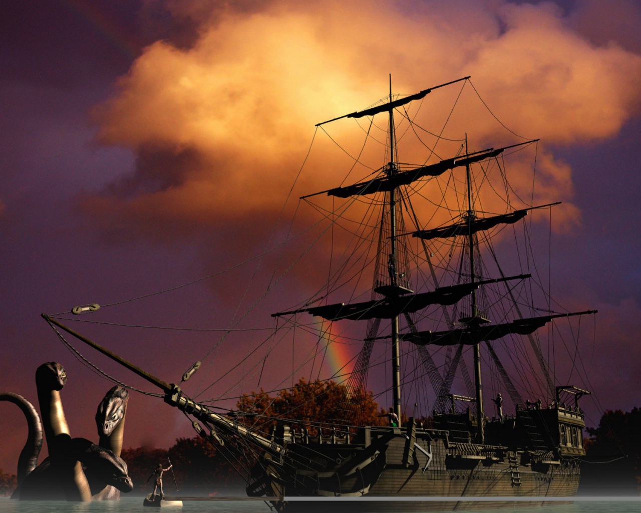 Корабль и морской змей