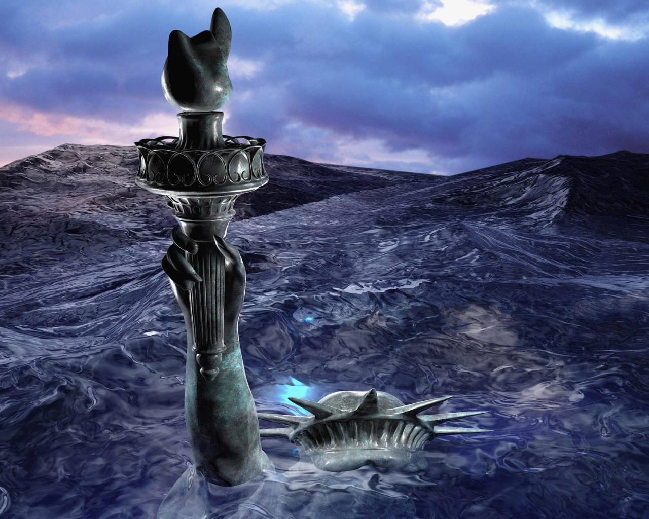 Статуя свободы под водой