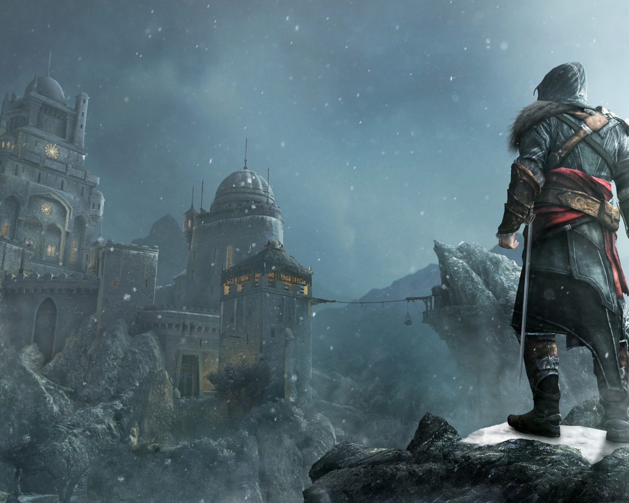 Воин смотрит на крепость