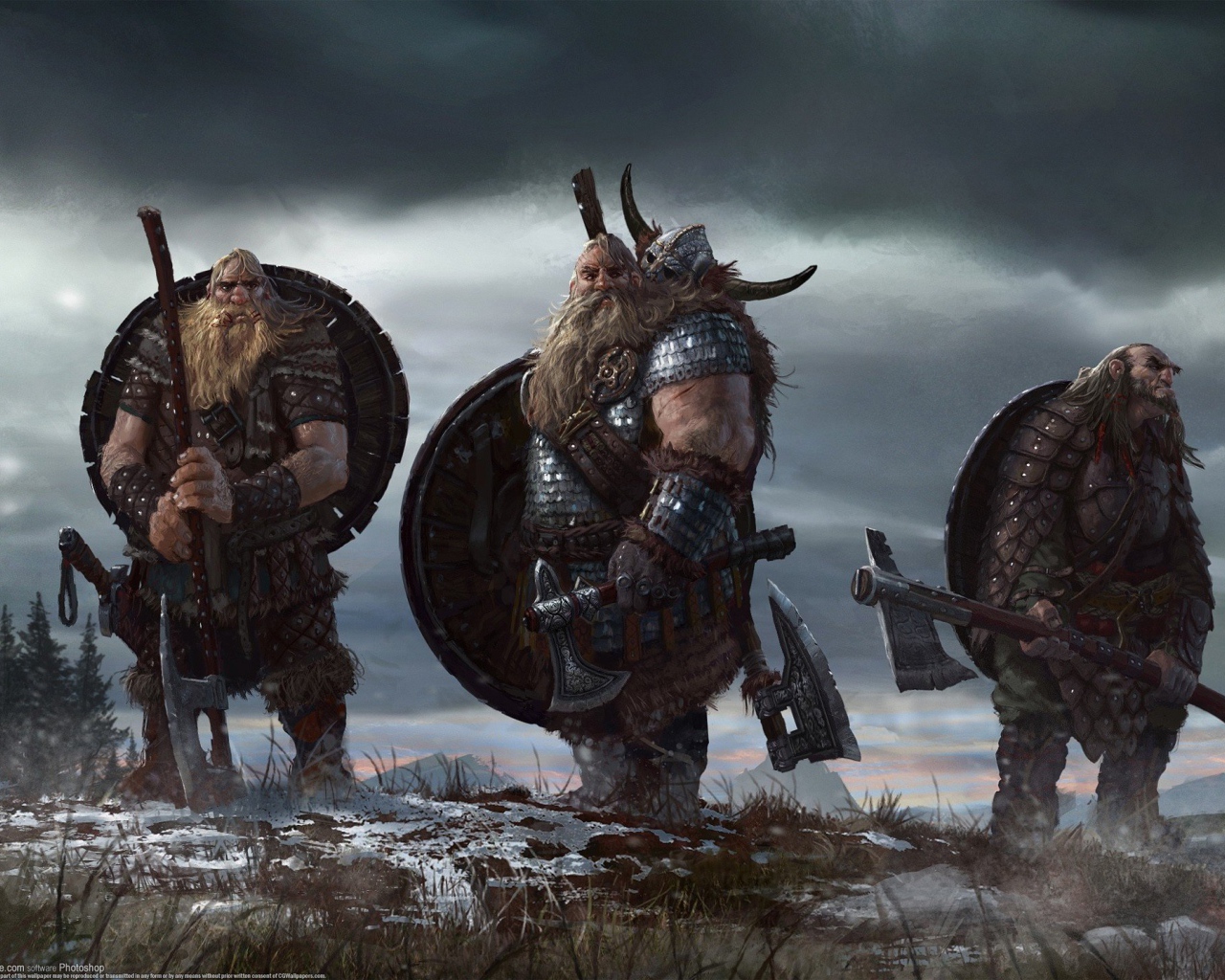 Тройка воинов викингов