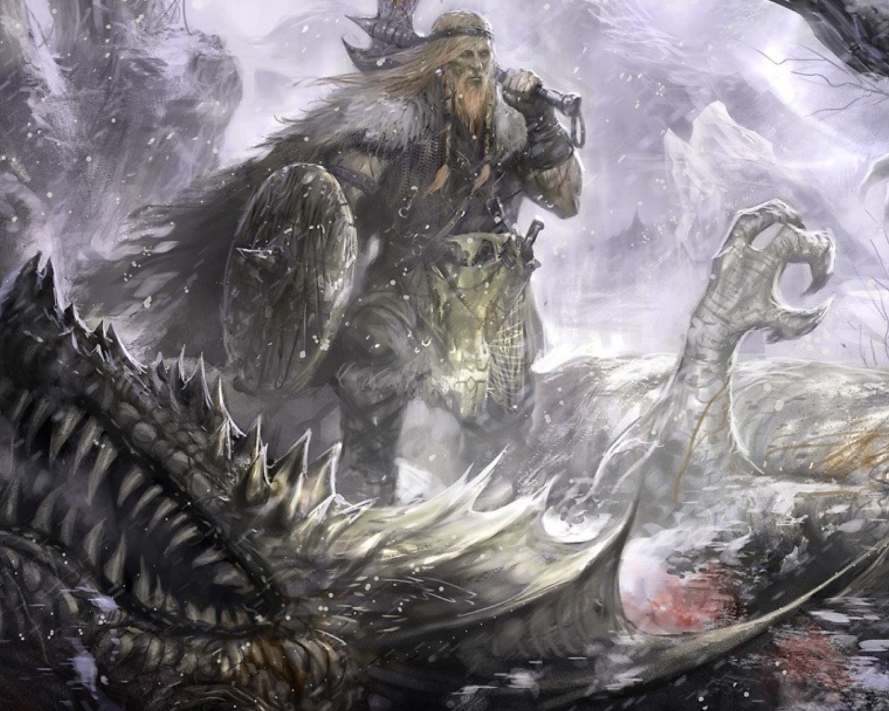 Викинг на поверженном драконе