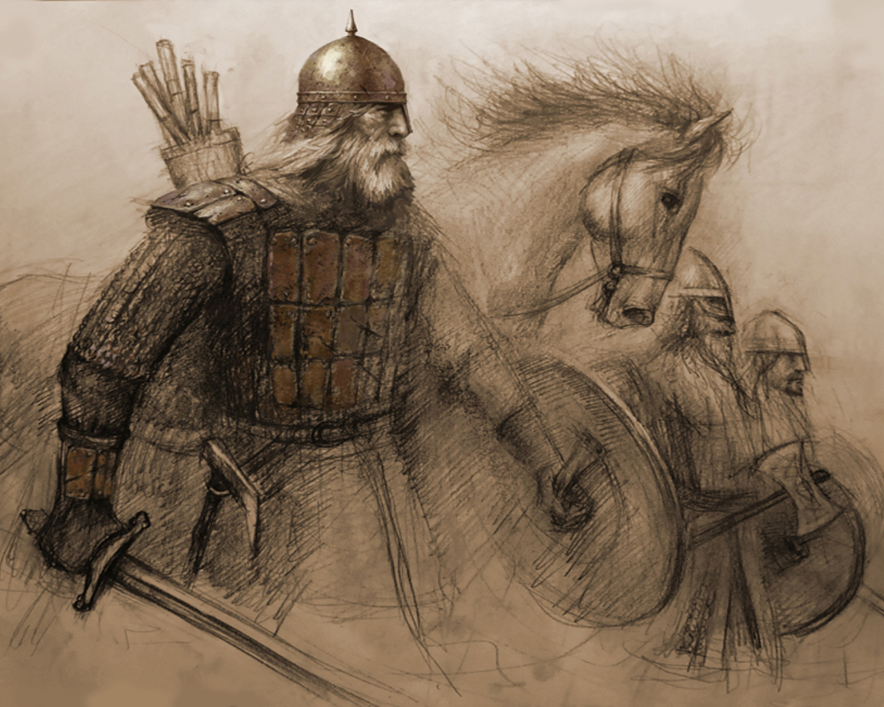 Викинг с боевым конем