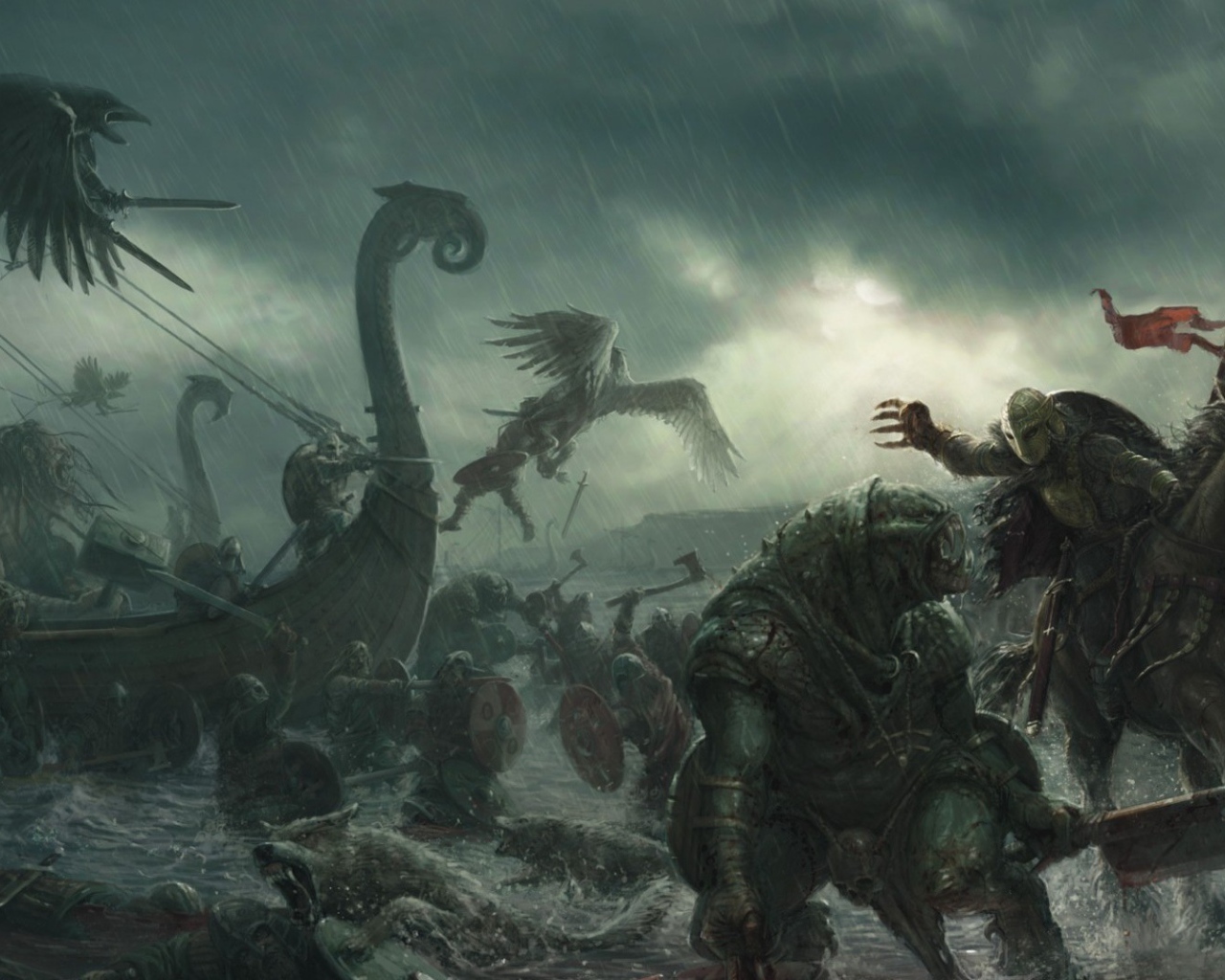 Сражение викингов с монстрами