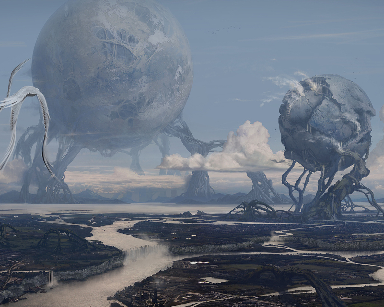 Фантастический пейзаж с шарами