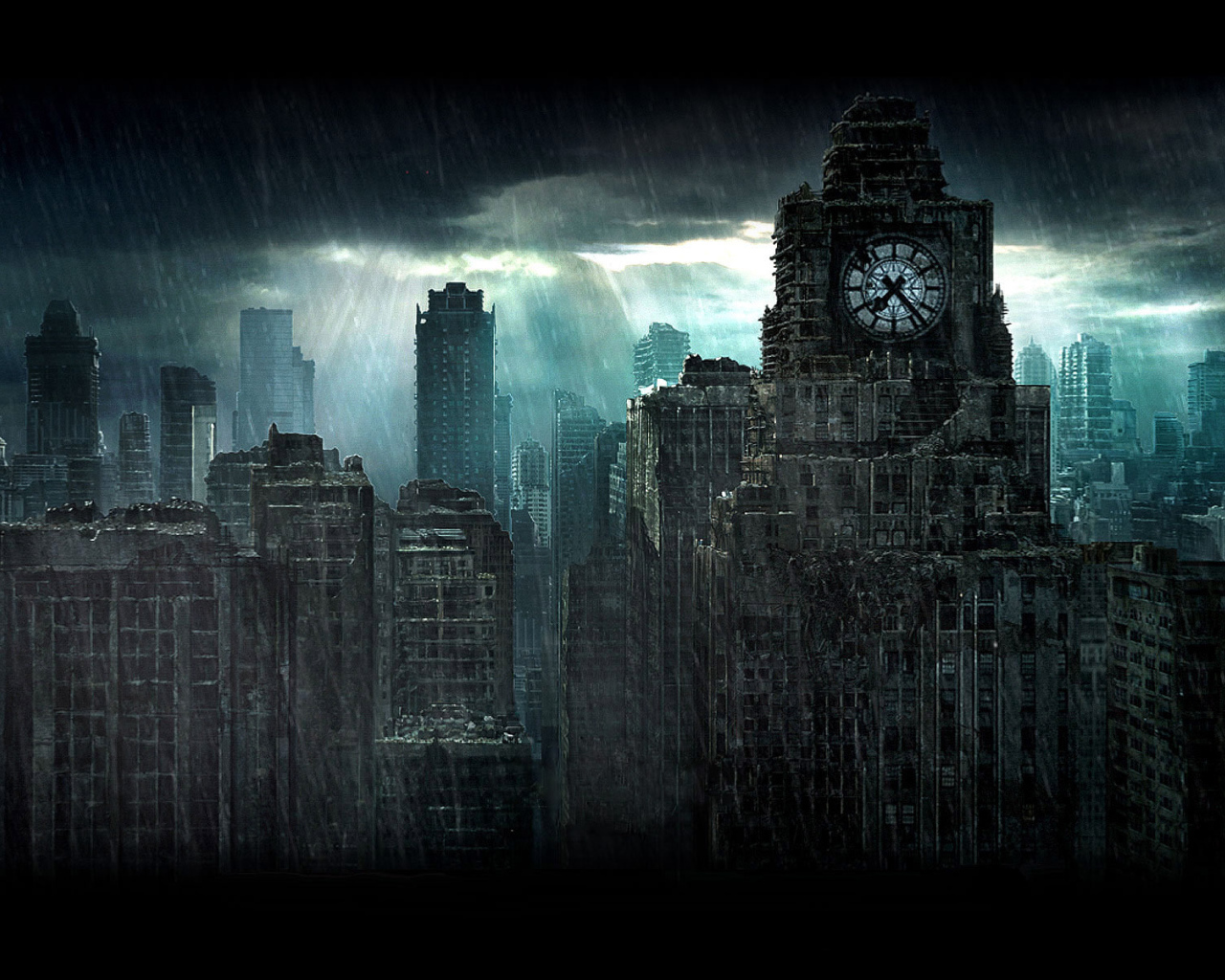 Дождь в разрушенном городе