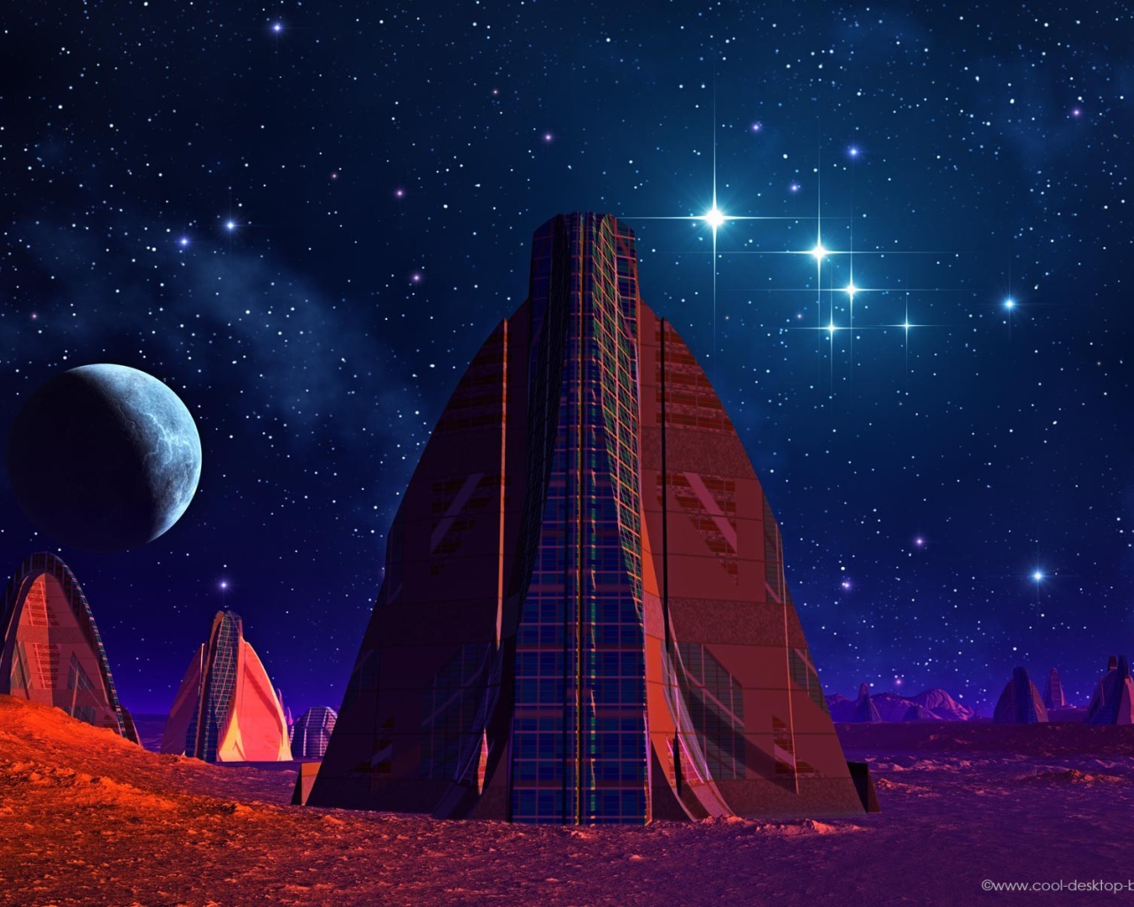 Инопланетный город ночью