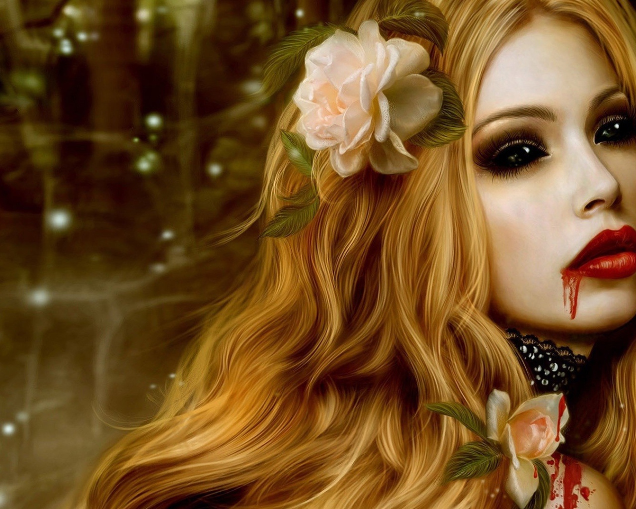 Блондинка с кровью на губах