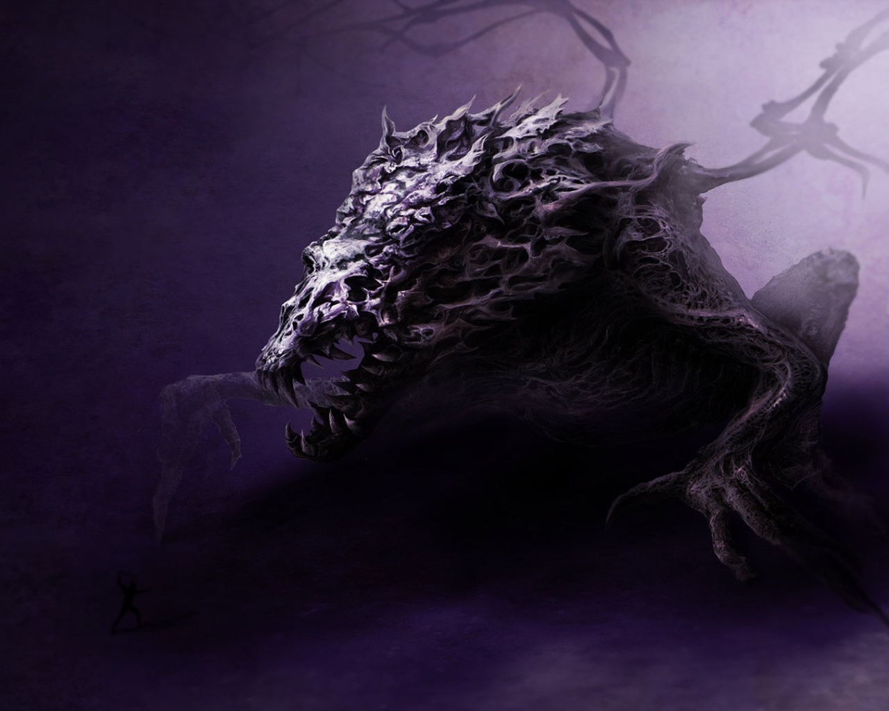 Человек и огромное чудовище