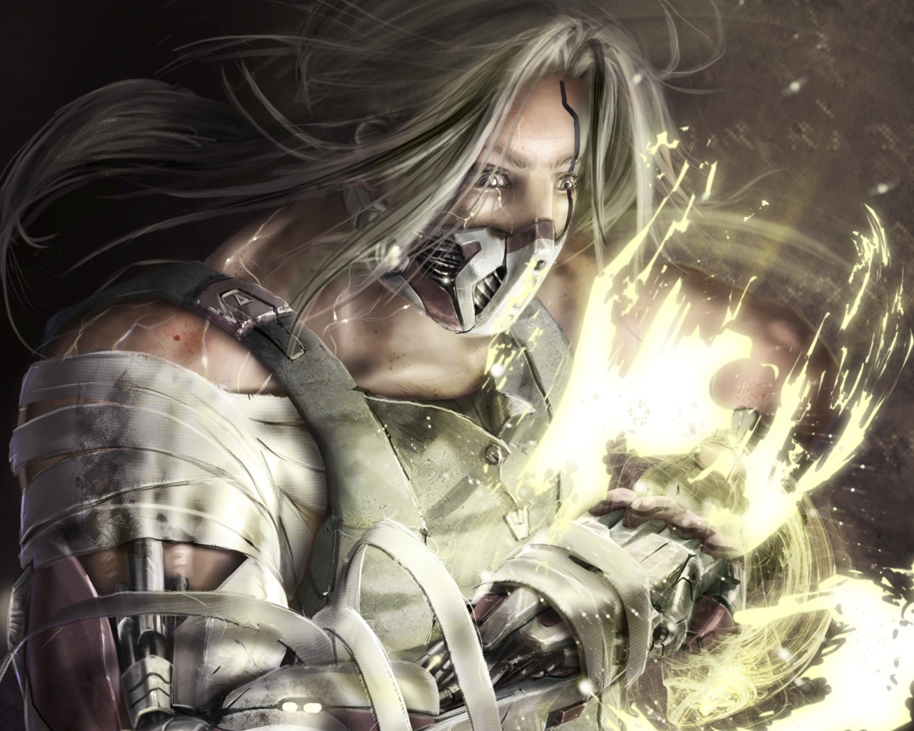 Человек со светящимися руками