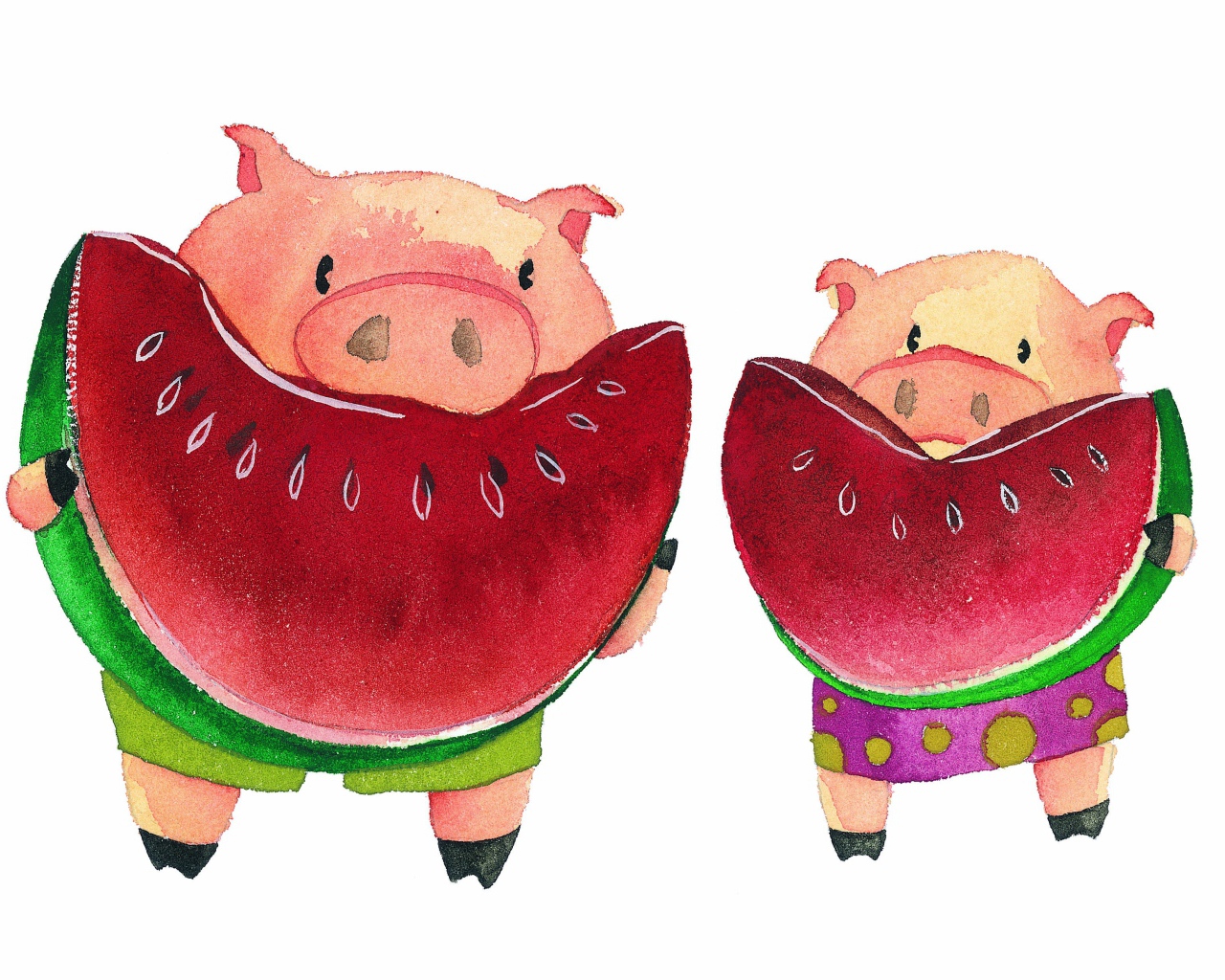 Поросята с арбузами