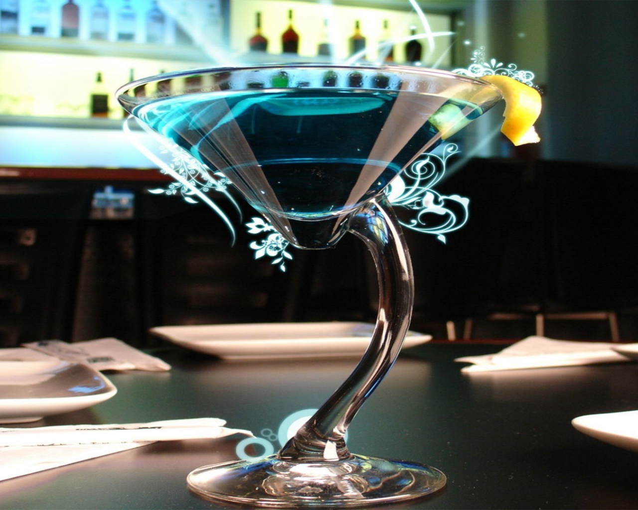 The original glass with cocktail