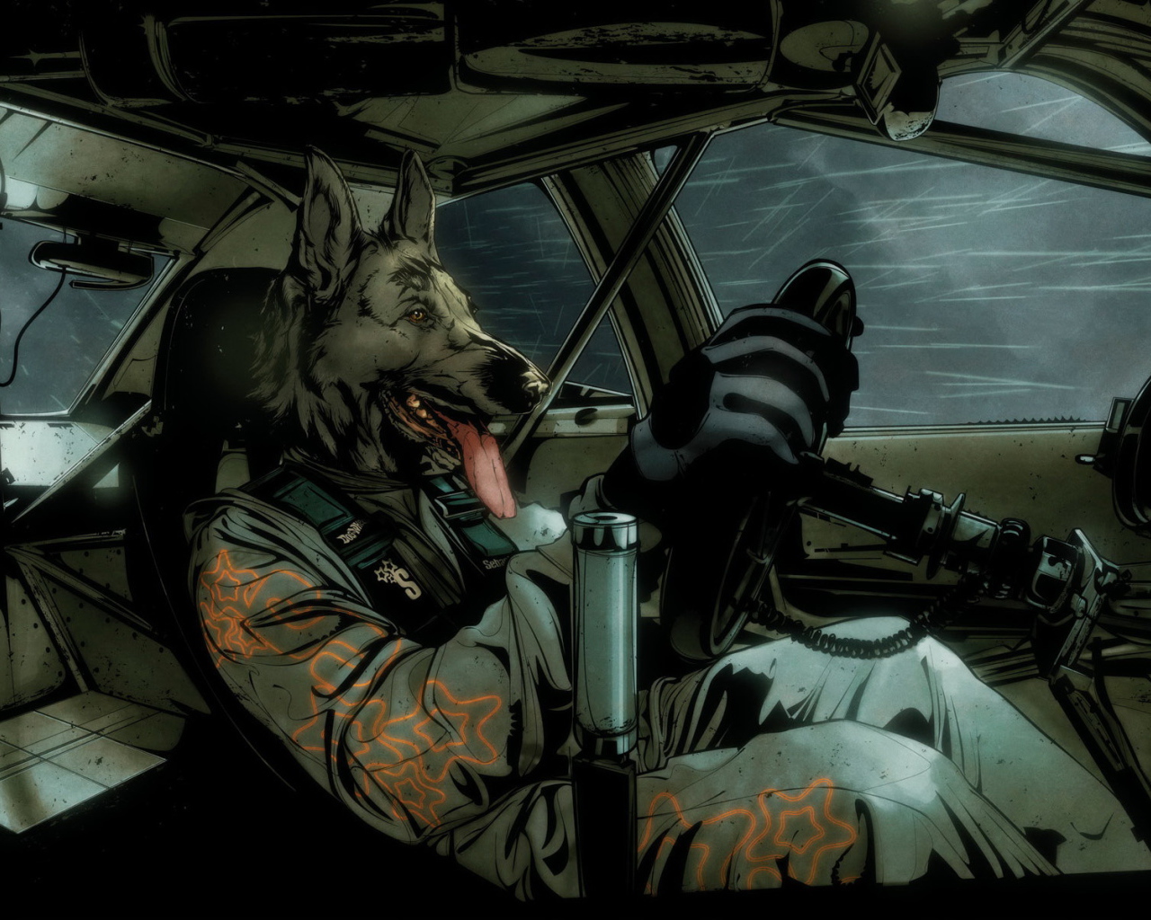 Собака в гоночной машине