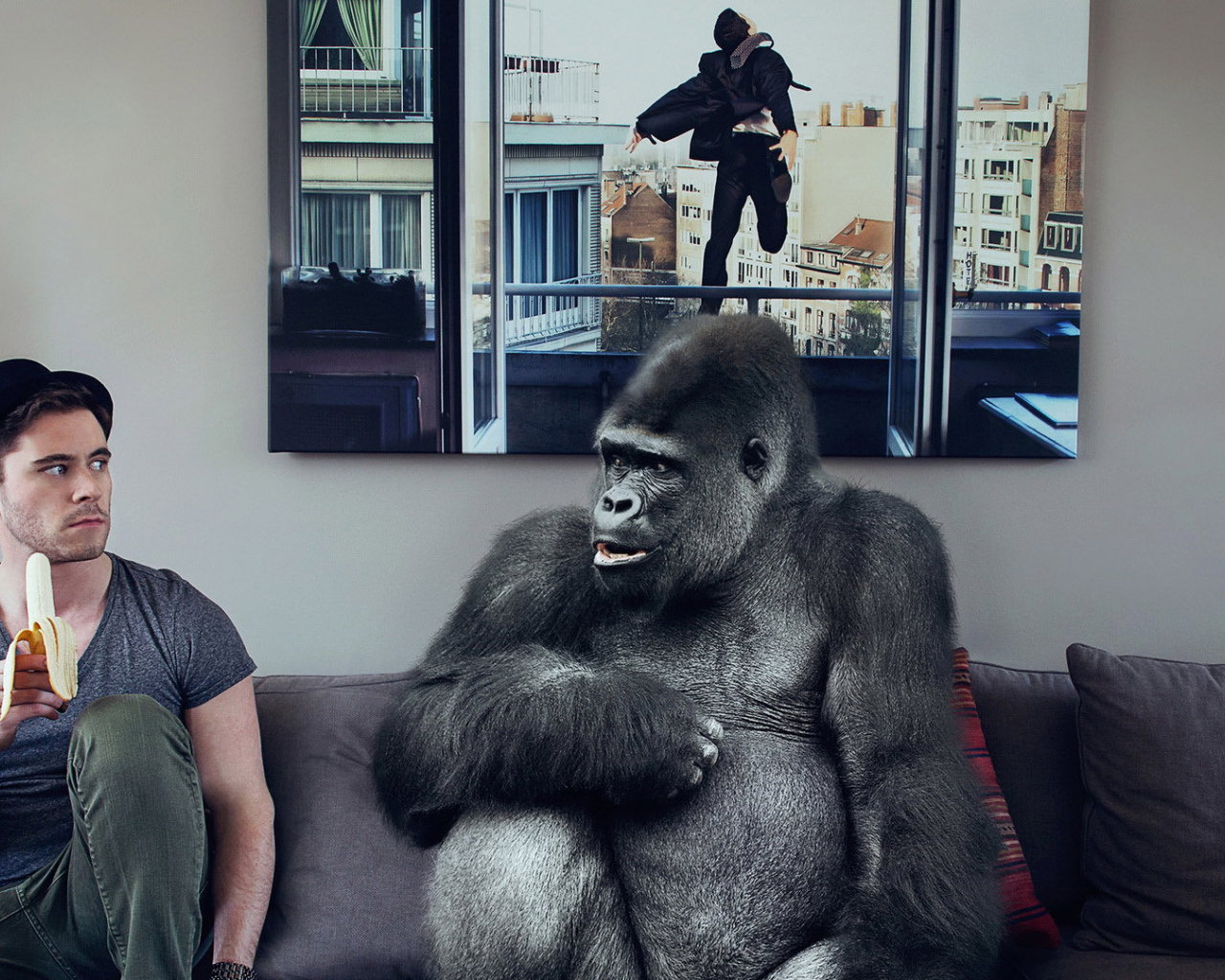 Обезьяна хочет банан