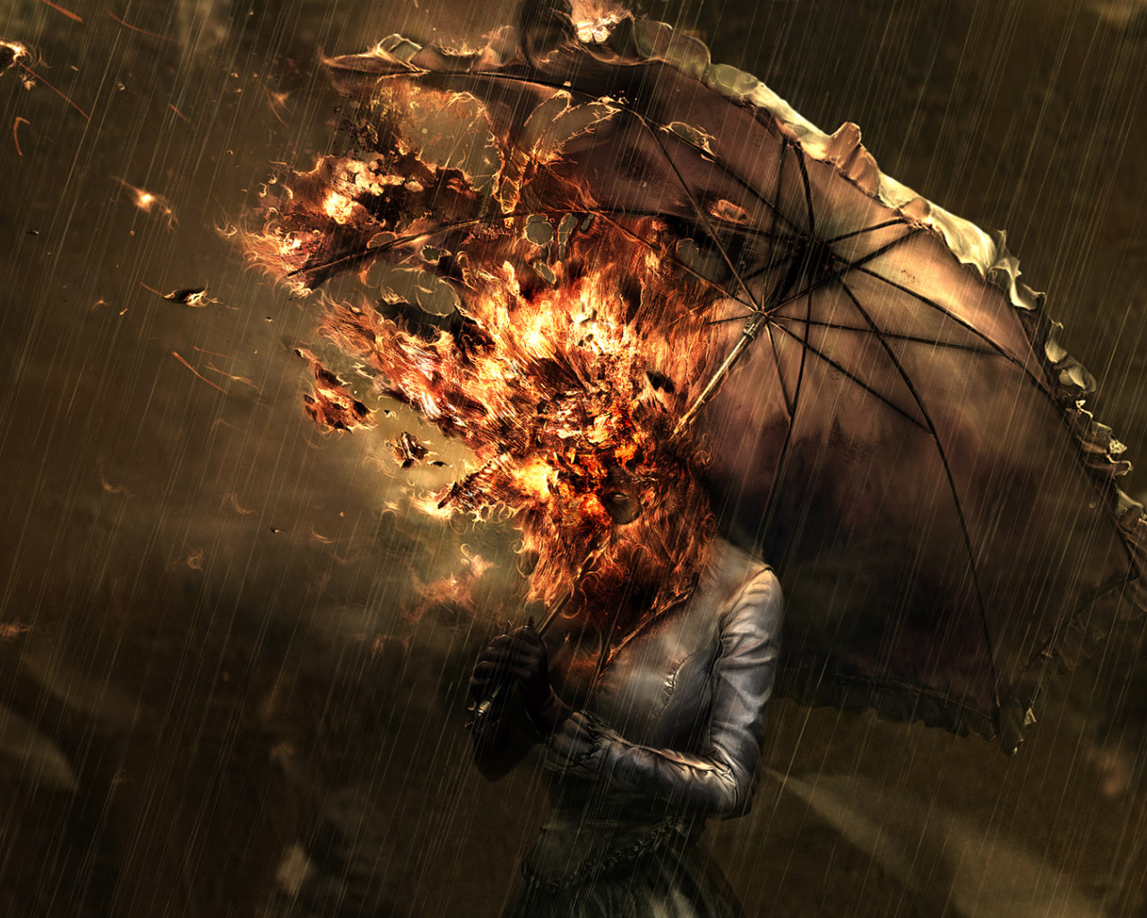 Девушка сгорела под зонтом