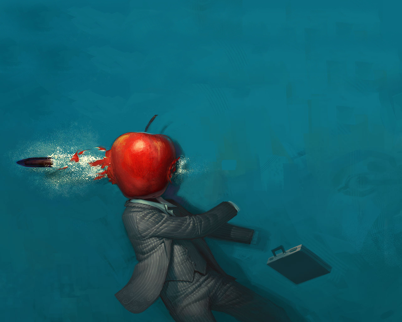 Пуля вылетает из яблока