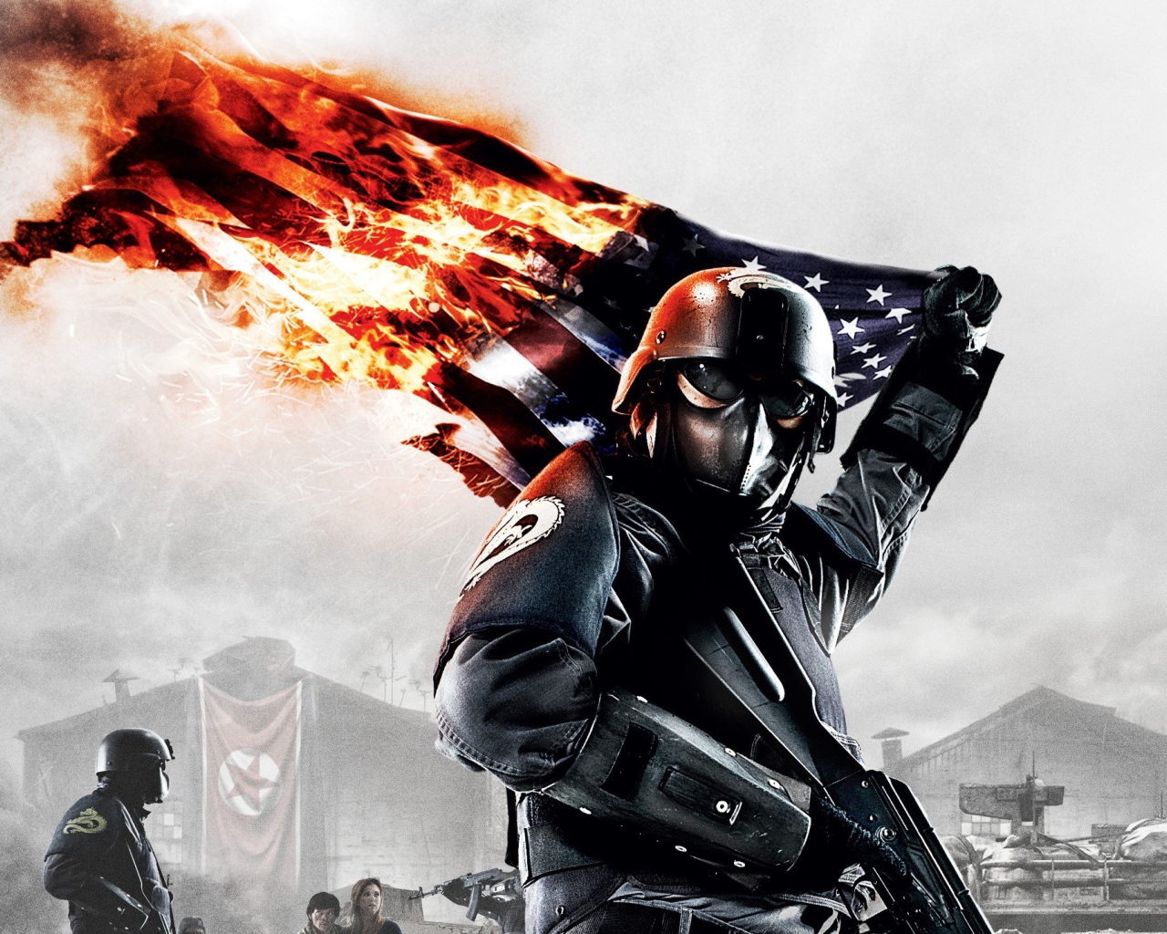 Воин с горящим флагом