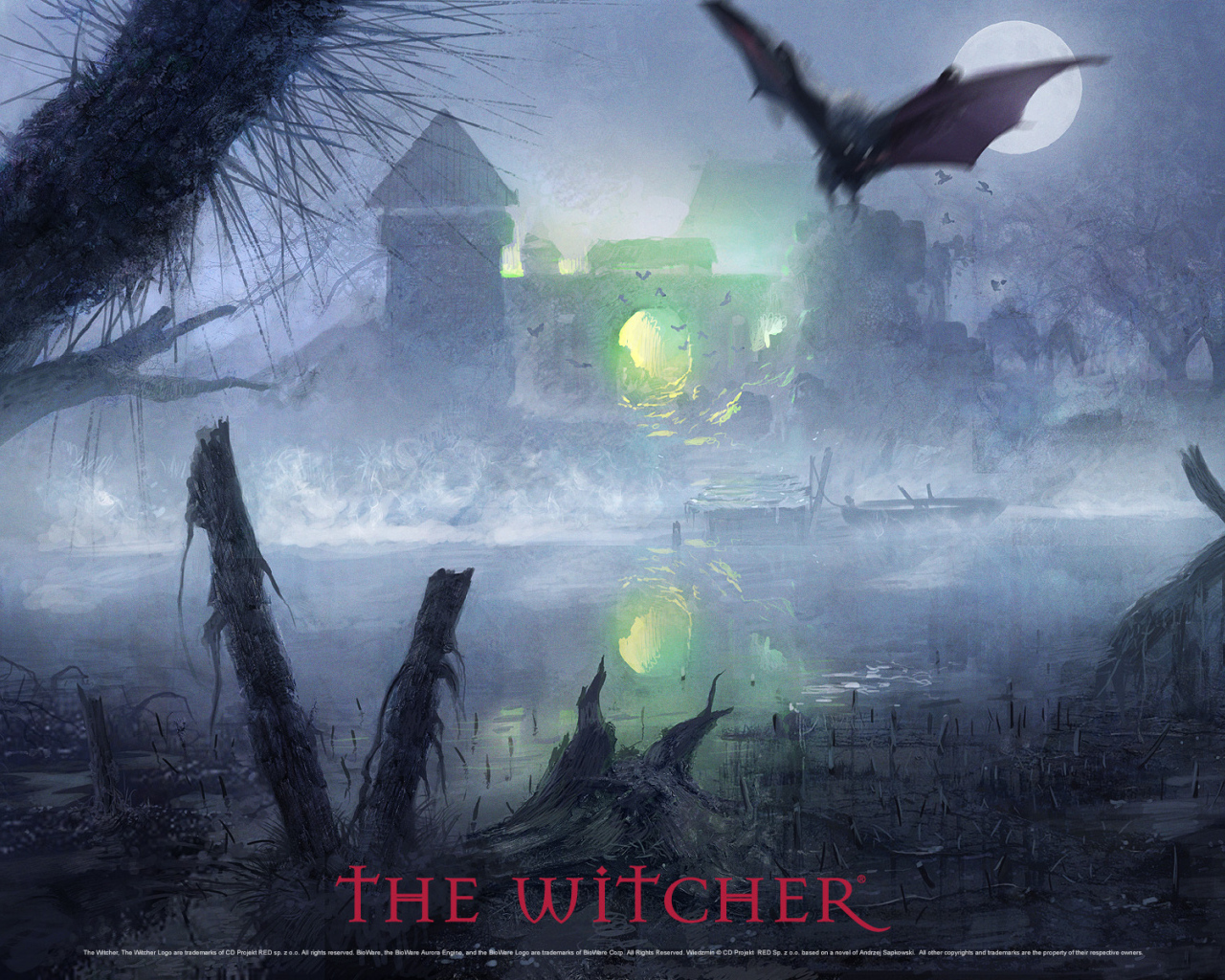 Мрачный пейзаж в игре Ведьмак