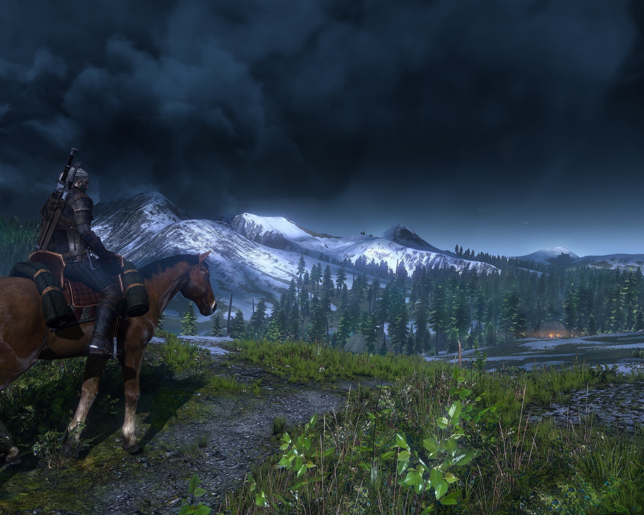 Герой на коне из игры Ведьмак