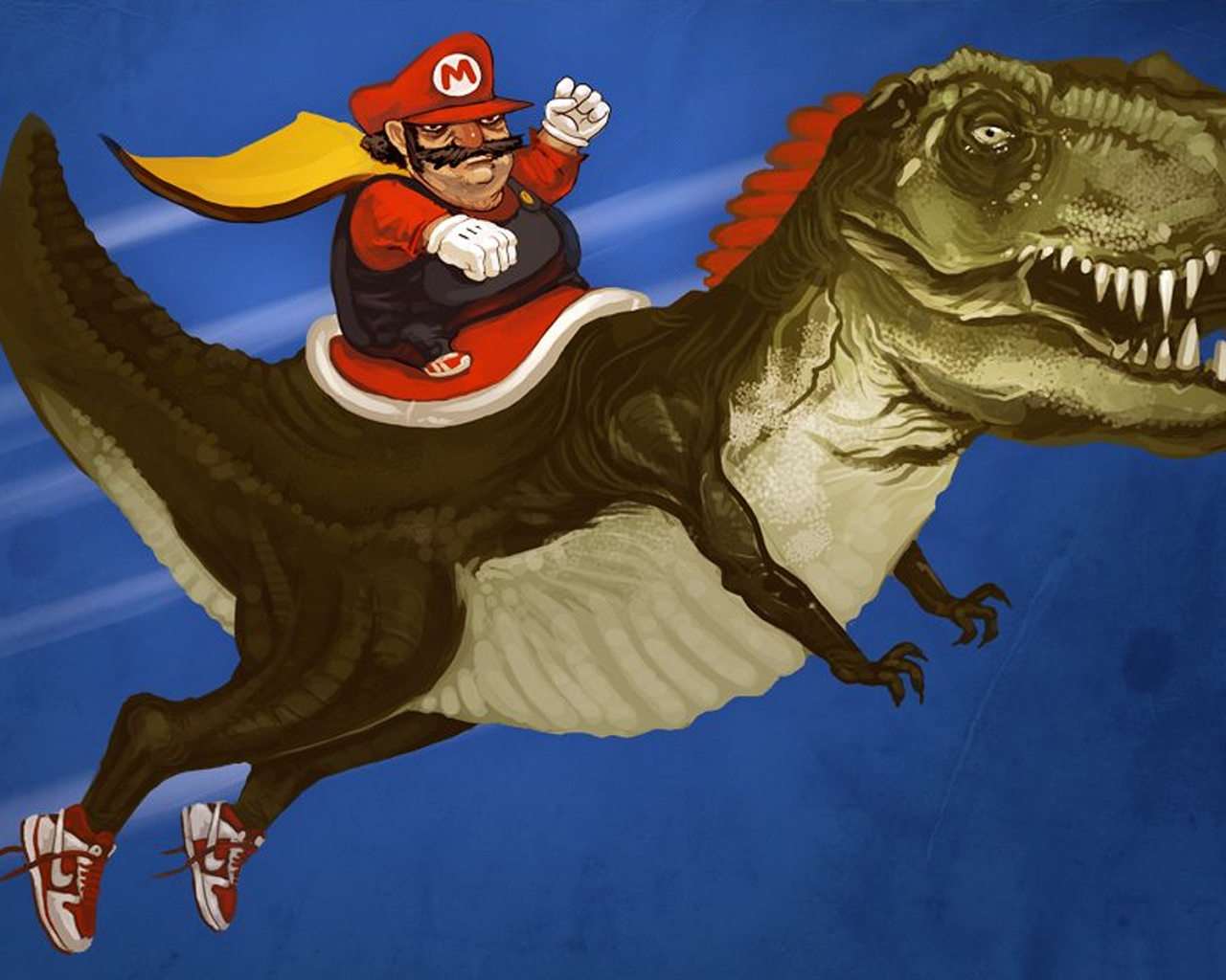 Марио на динозавре