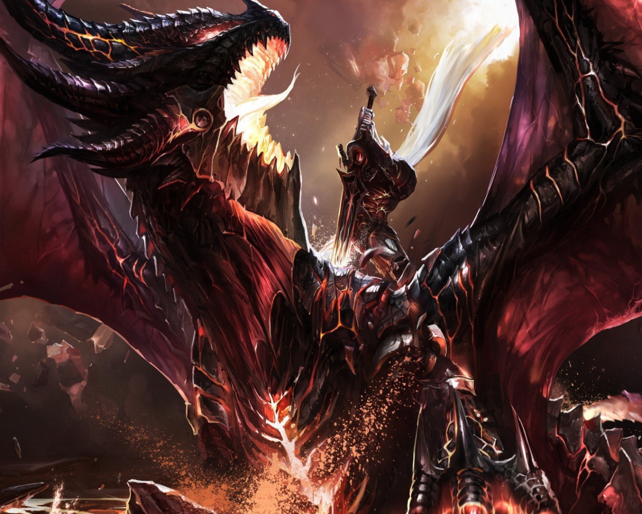 Воин убивает дракона