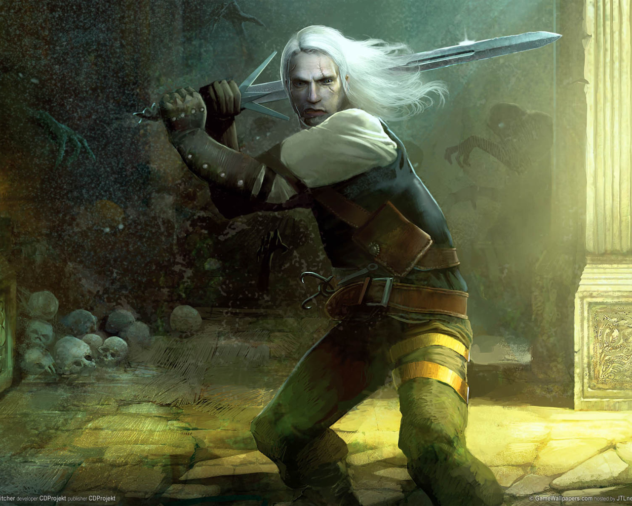 Герой из игры Ведьмак с мечом