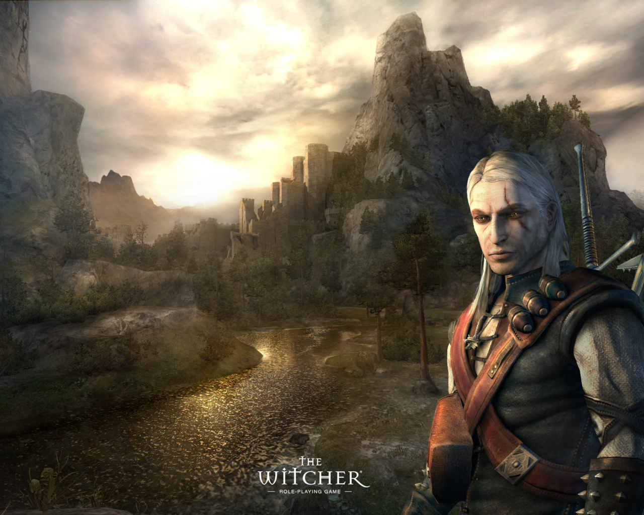 Ведьмак на фоне гор