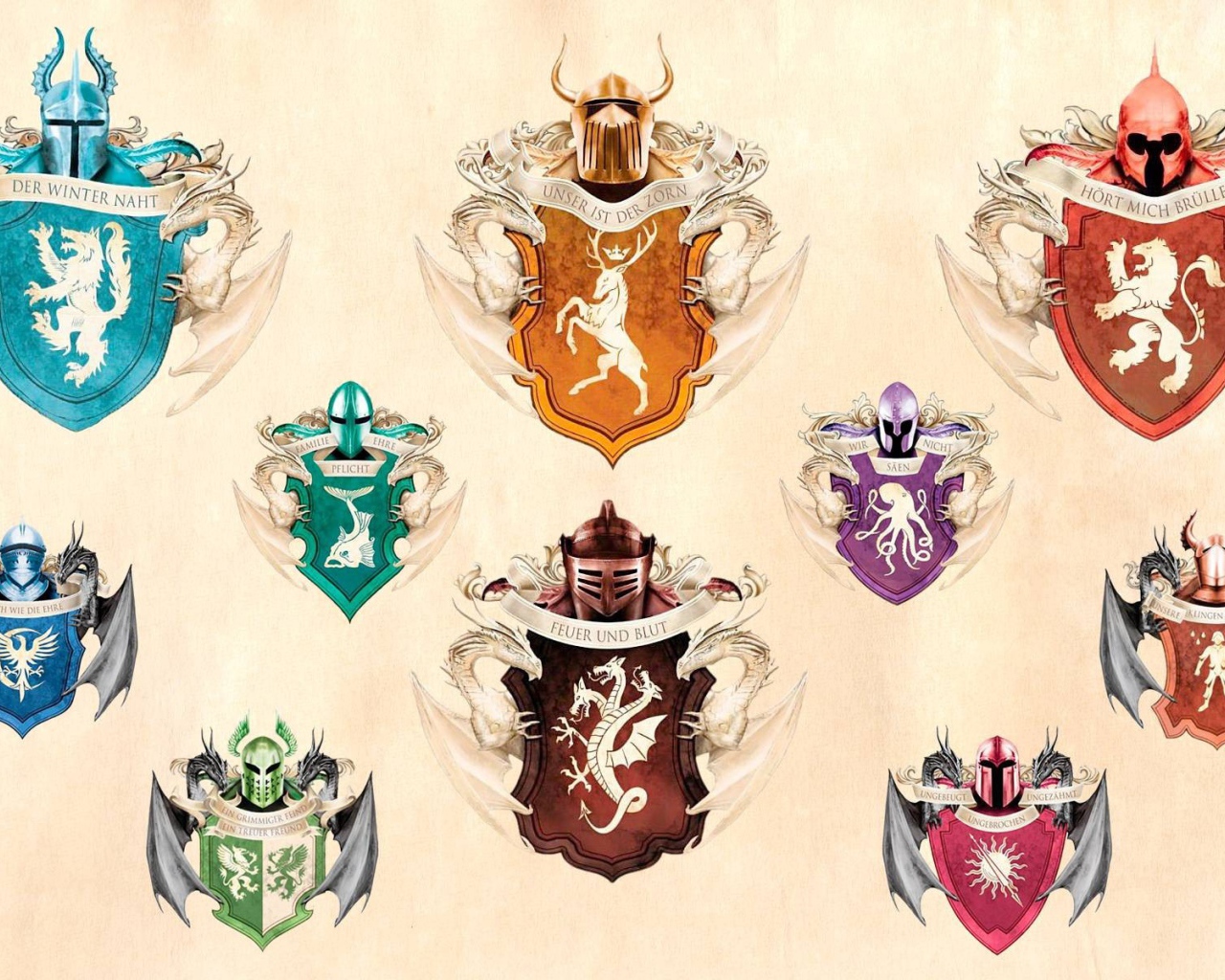 Гербы воинов из игры