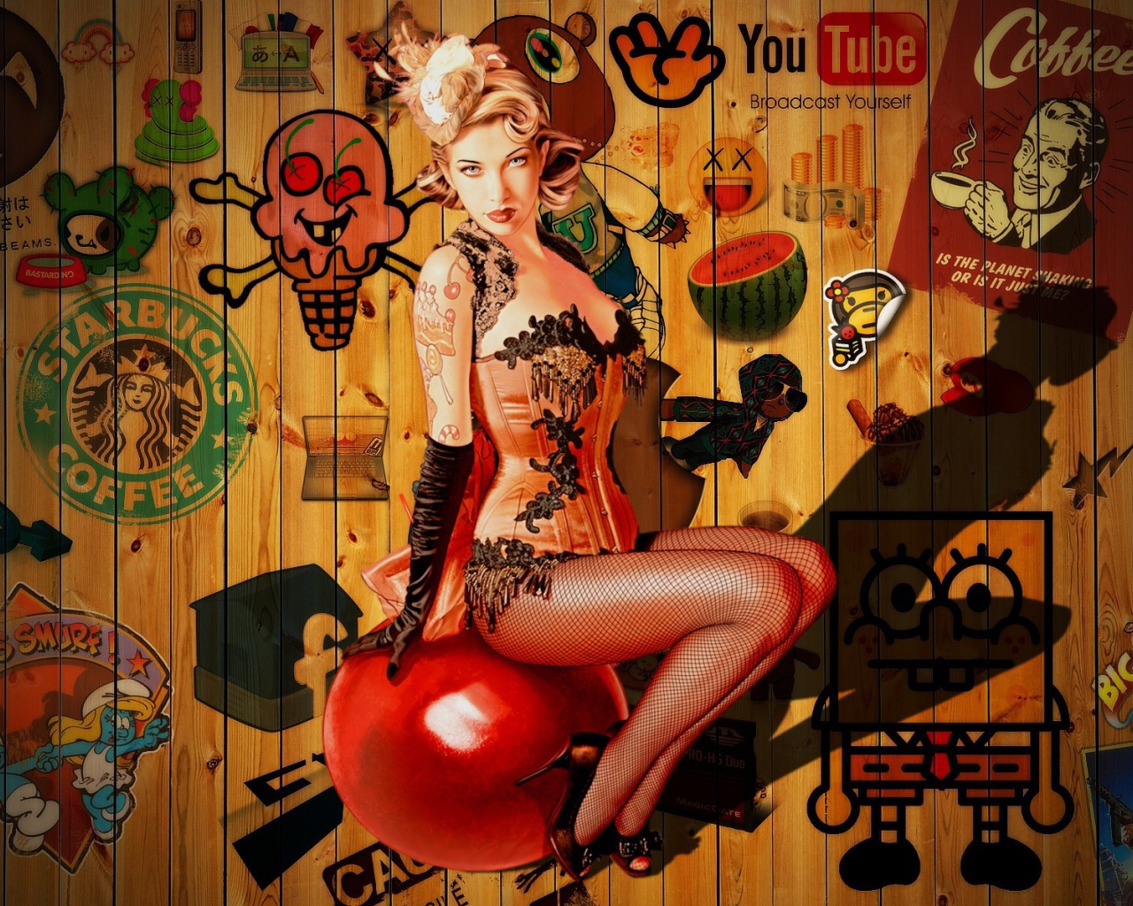 Модель на фоне рекламы