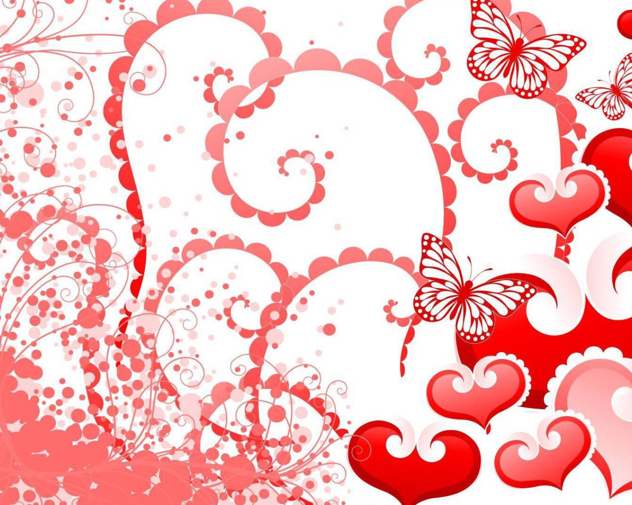 Бабочки и сердца на День Святого Валентина 14 февраля
