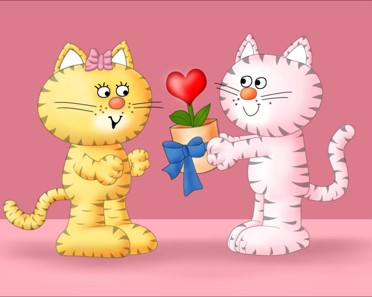 Кошачья любовь на День Святого Валентина 14 февраля