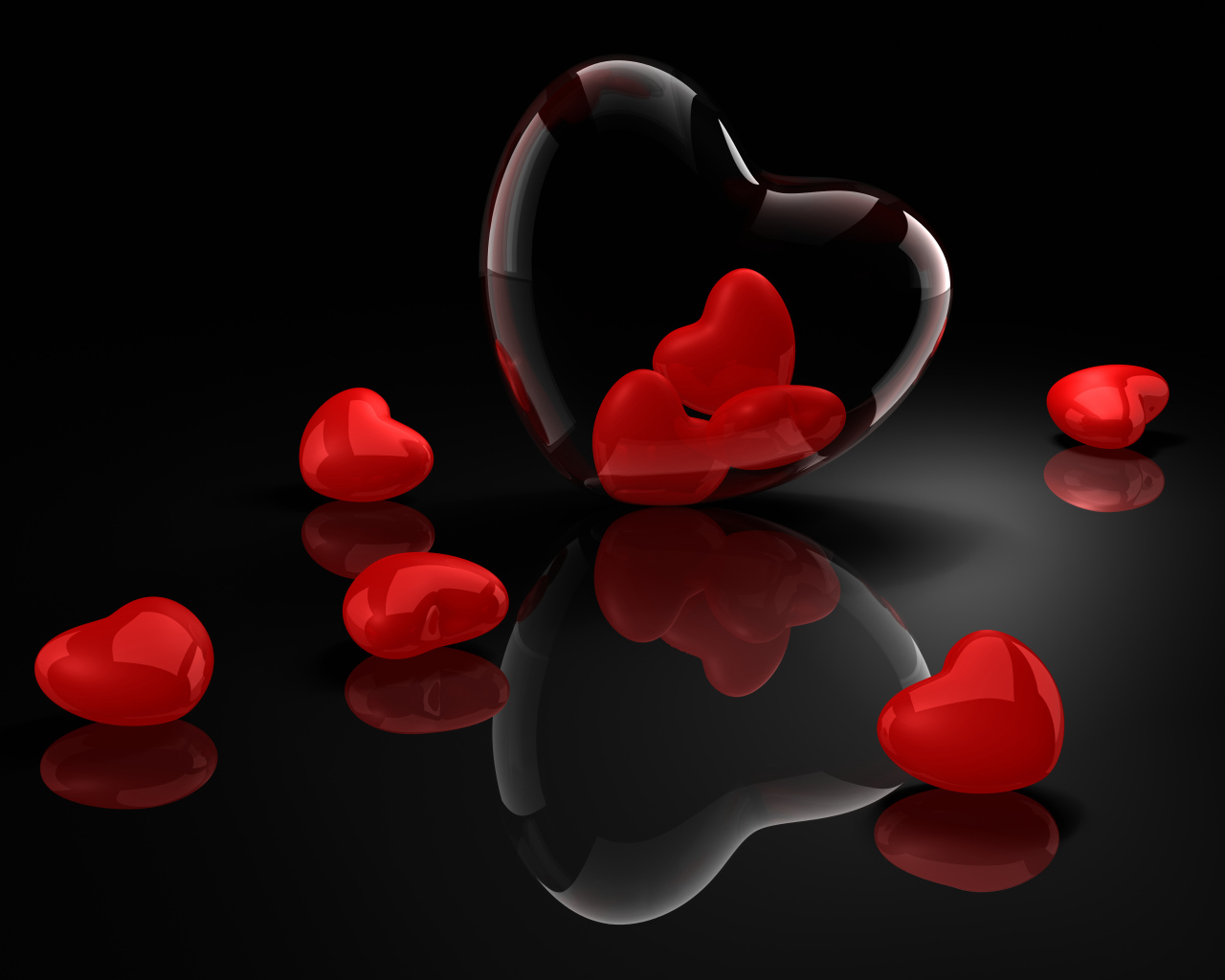 Отражение сердца на День Святого Валентина 14 февраля