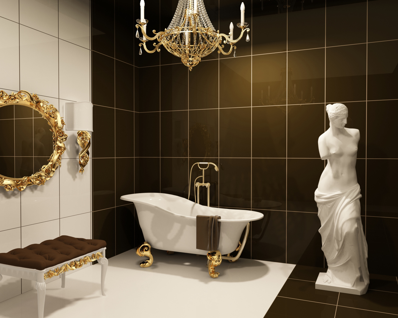 Ванная комната со статуей