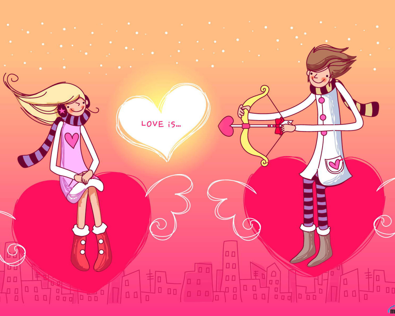 Сердечки с крыльями для влюбленных