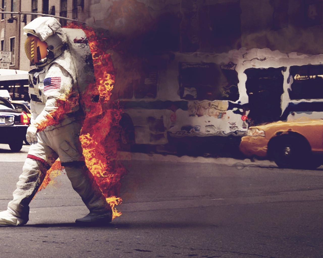 Пожарник на работе