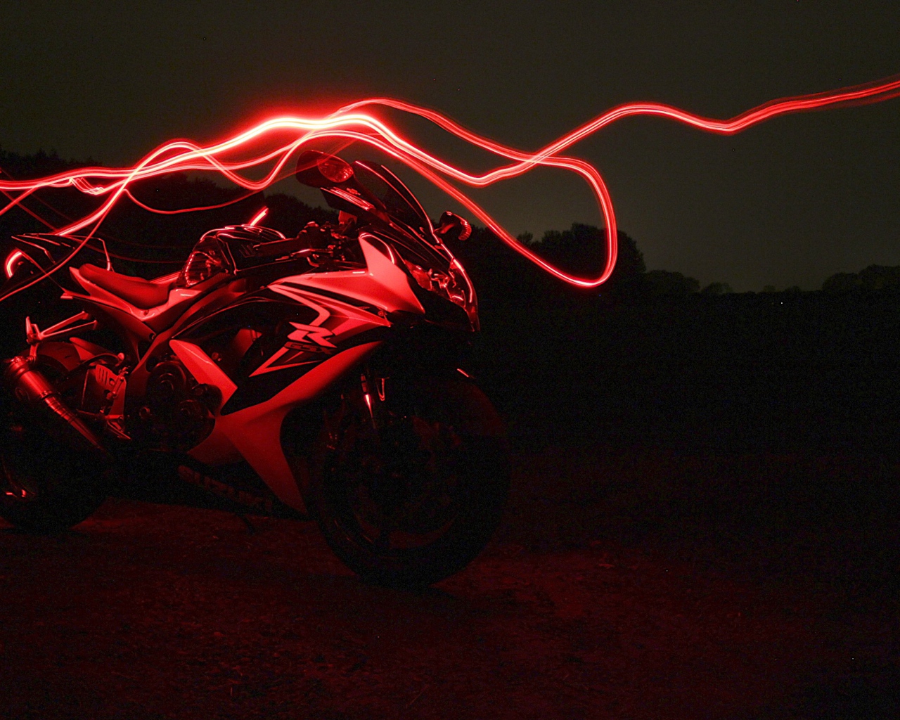 Красный неоновый Susuki GSX 750R