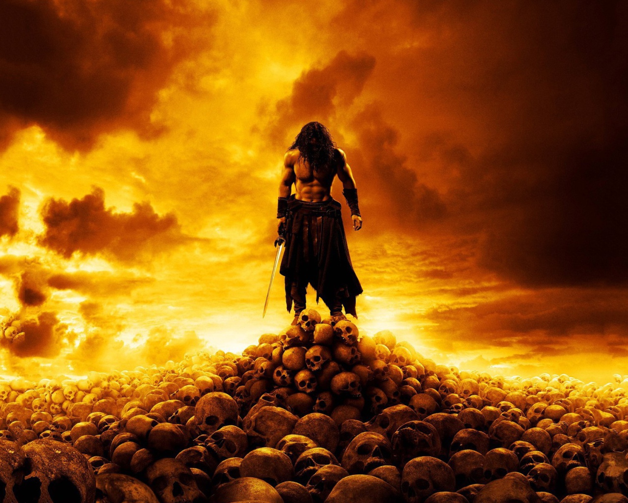 Воин на горе из черепов