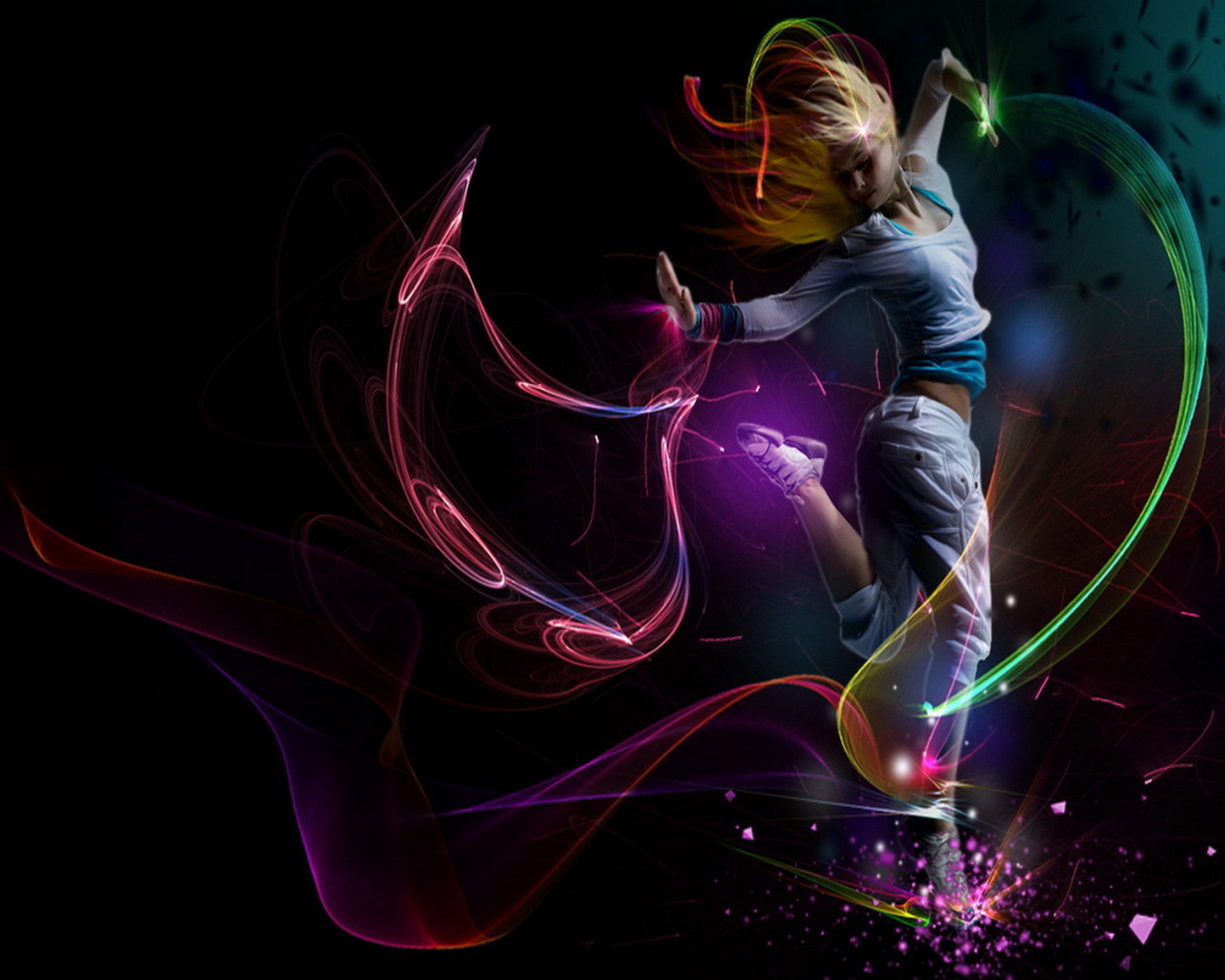 Танец среди линий света