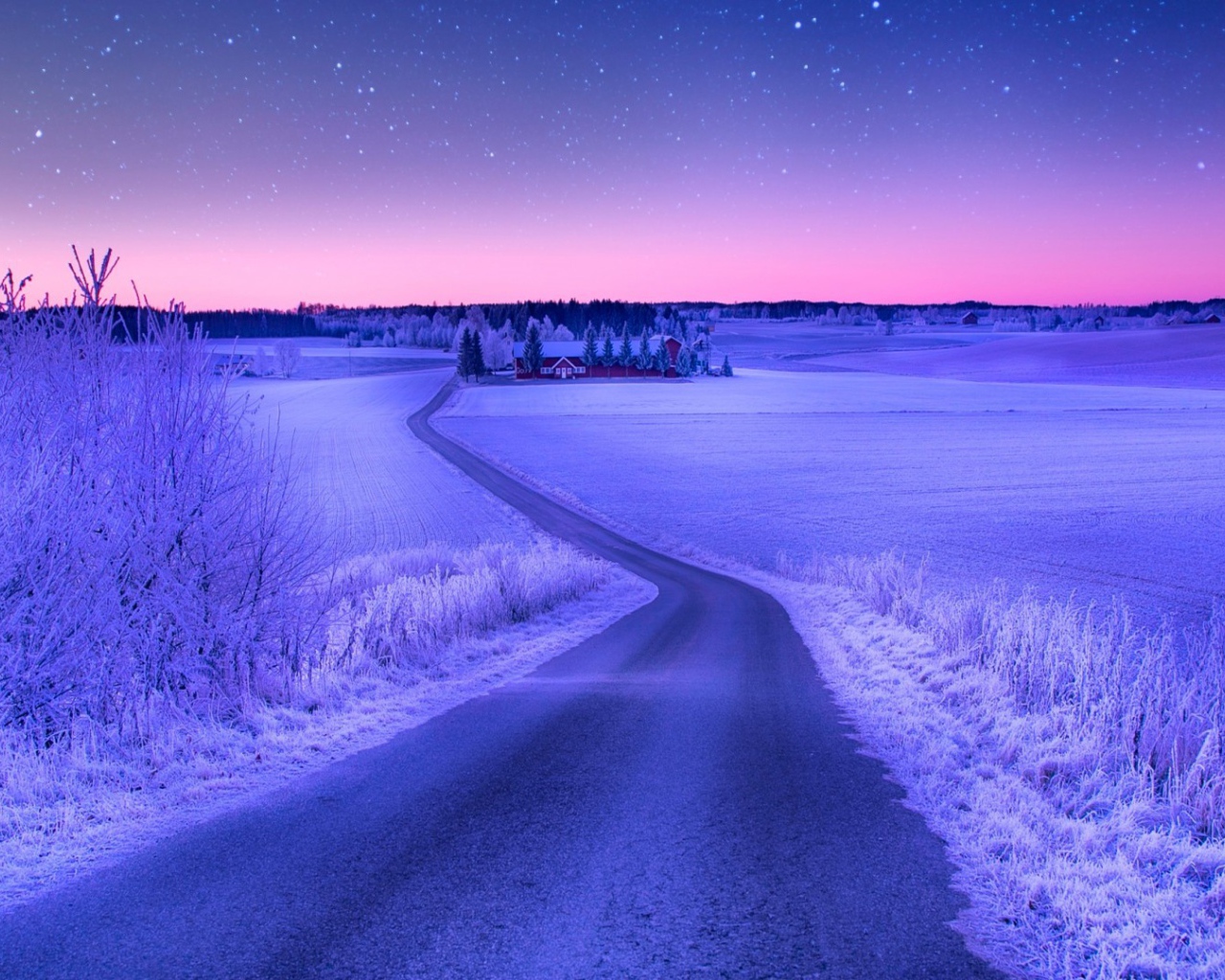 Bечерний зимний пейзаж