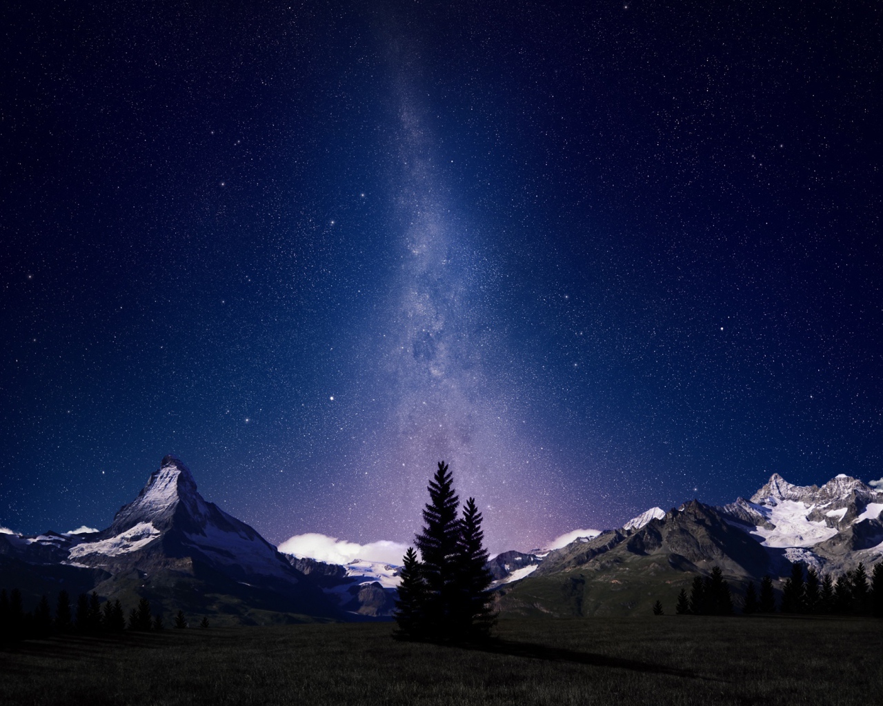 Ночное небо в Швейцарских Альпах
