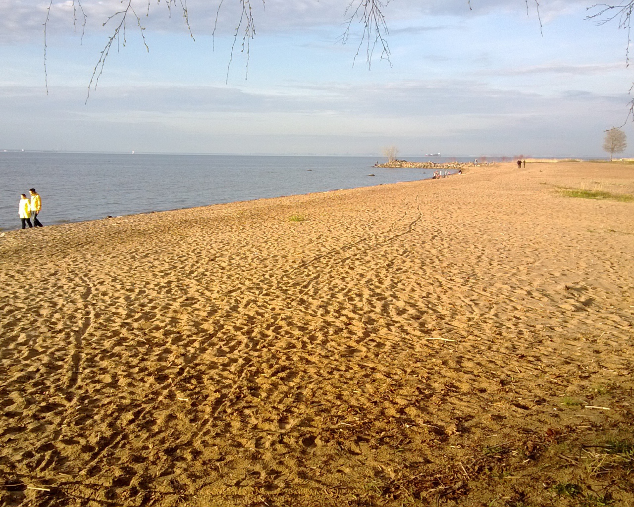 Красивый вид на золотой пляж