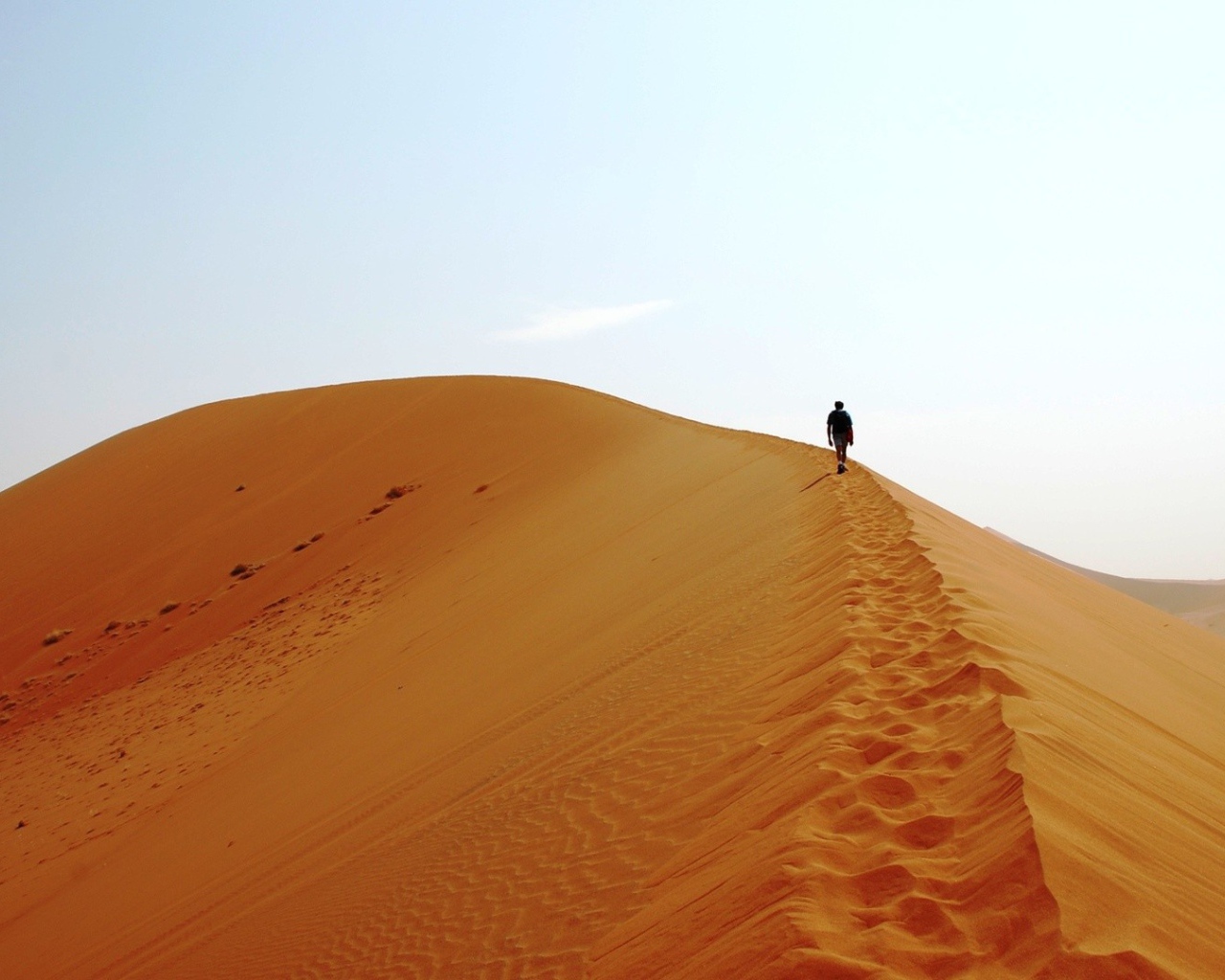 Человек идет по пустыне