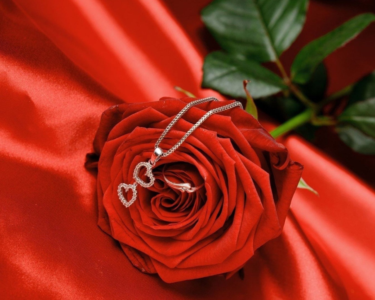 Красная роза и кулон